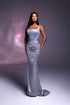 Renelle - straight neckline dress with metallic buckles
